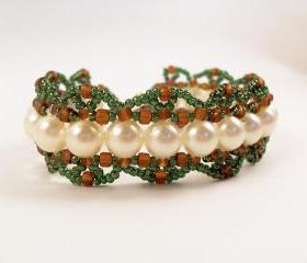 Pearls & Scallops Bracelet, Beading Tutorial in PDF