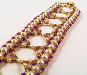 Pretty Pearls Bracelet Pattern, Beading Tutorial in PDF