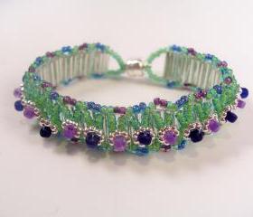Flower Garden Bracelet Pattern, Beading Tutorial in PDF