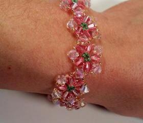 Crystal Flower Bracelet, Beading Tutorial in PDF