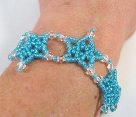 Five Point Stars Bracelet Pattern, Beading Tutorial in PDF