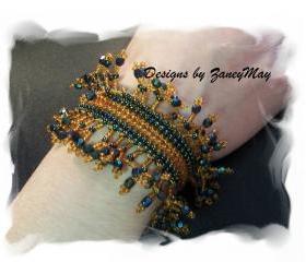 Fringed Ndebele Herringbone Bracelet Pattern, Beading Tutorial in PDF