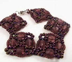Fire Polished Cluster Bracelet Pattern, Beading Tutorial in PDF