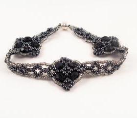Fire Polished Cluster Anklet Pattern, Beading Tutorial in PDF