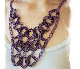 Diamond Link Necklace Pattern, Beading Tutorial in PDF