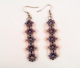 Tiny Diamond Earring Pattern, Beading Tutorial in PDF