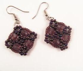 Fire Polished Cluster Earring Pattern, Beading Tutorial in PDF