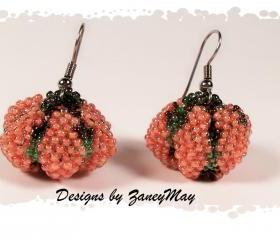 Tiny Pumpkin Earrings, Beading Tutorial in PDF