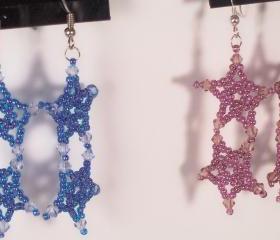 Five Point Star Earrings - Pattern, Beading Tutorial in PDF