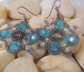 Crystal Snowflake Earrings, Beading Tutorial in PDF