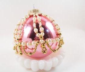 Frosted Pearl Christmas Ornament Cover, Beading Tutorial in PDF