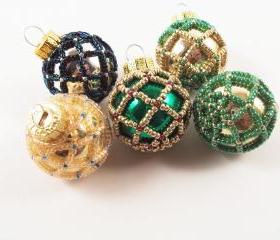 Beaded Christmas Ornament - Pattern 1 Net Beading, Beading Tutorial in PDF