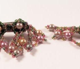 Web of Pearls Barrette and Pin, Beading Tutorial in PDF