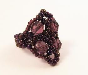 Fire Polished Cluster Ring, Beading Tutorial in PDF