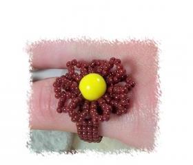 Autumn Blossom Ring, Beading Tutoiral in PDF