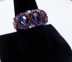 Fire-Polish Ring Pattern, Beading Tutorial in PDF