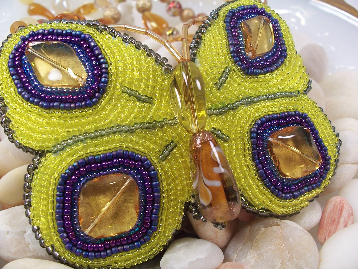 Butterfly Necklace Or Pin Beaded Embroidery Pattern, Beading Tutorial